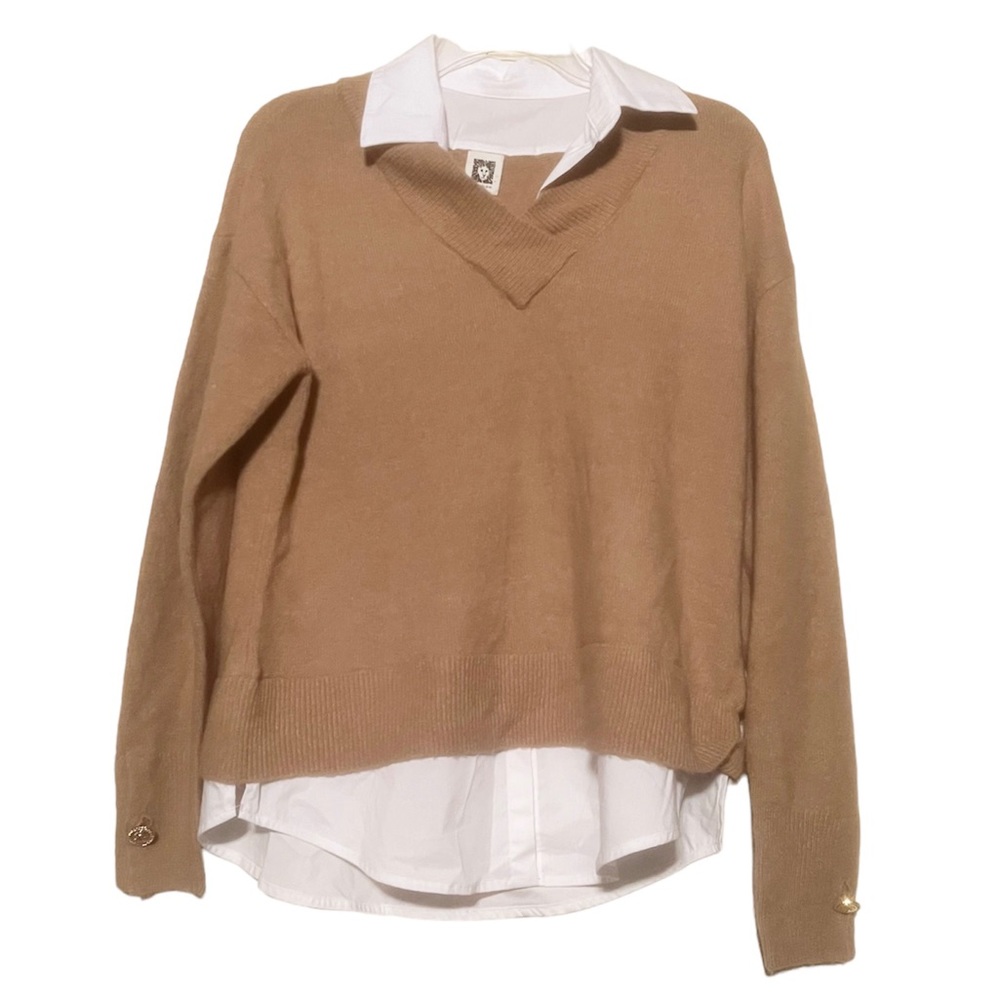 Anne Klein Layered Collared Sweater Top Small